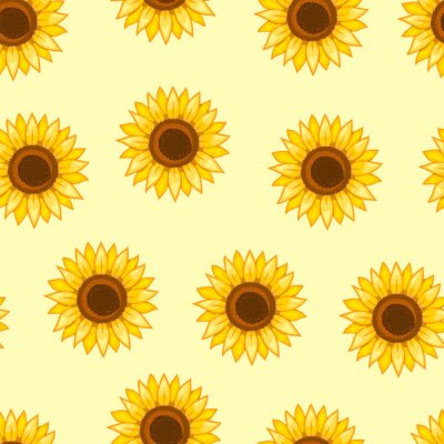 Papier peint à motif  Modèle sans couture de tournesols. Illustration vectorielle