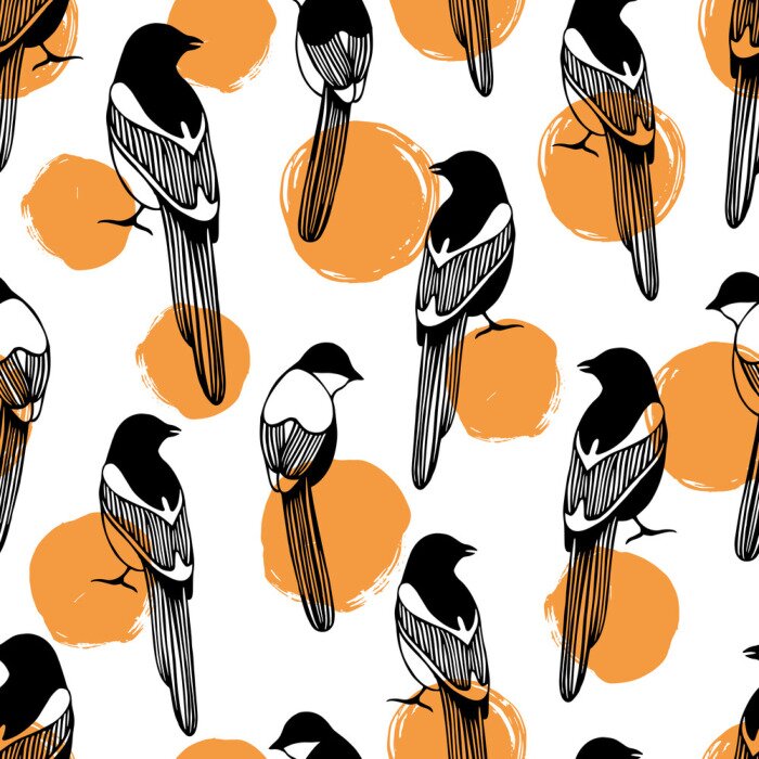 Papier peint à motif  Modèle sans couture de vecteur avec des oiseaux. Bon pour la mode tissu prin