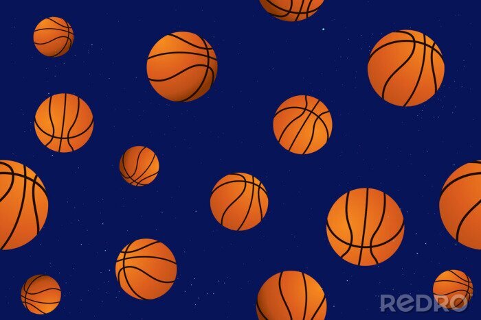Papier peint à motif  Modèle sans couture de vecteur avec le basketball sur fond bleu.