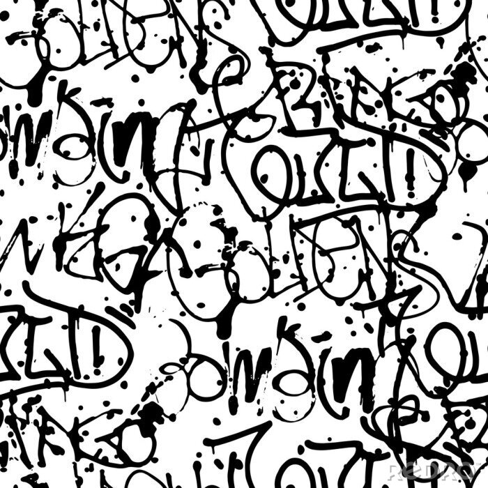Papier peint à motif  Modèle sans couture de vecteur graffiti avec des étiquettes abstraites