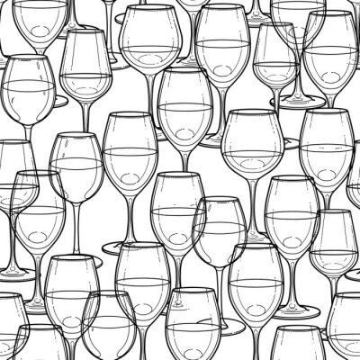 Papier peint à motif  Modèle sans couture graphique de verres à vin de vecteur