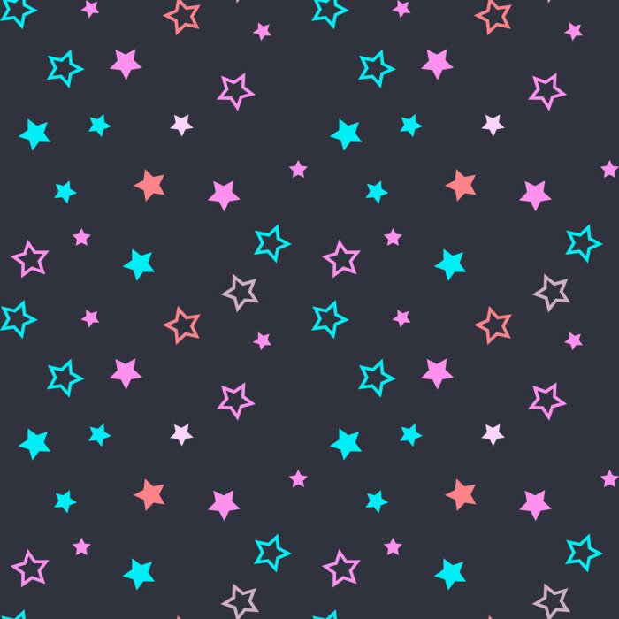 Papier peint à motif  Modèle sans soudure avec des étoiles remplies et vides sur fond gris foncé. Illustration vectorielle.