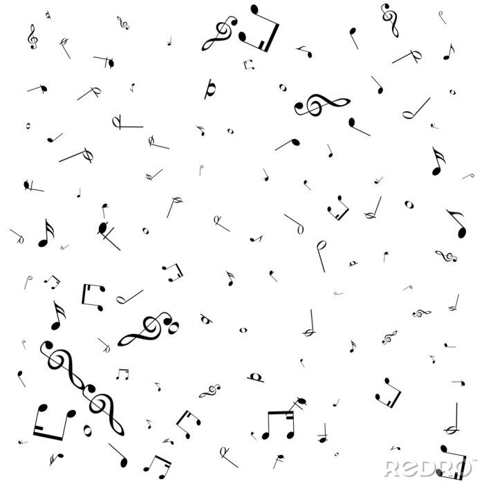 Papier peint à motif  Modèle vectoriel avec des notes de musique sur fond blanc.