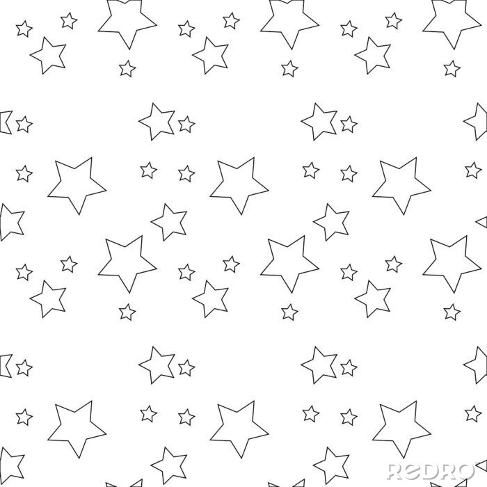 Papier peint à motif  Modèle vectorielle continue avec des étoiles colorées de différentes tailles sur fond blanc.