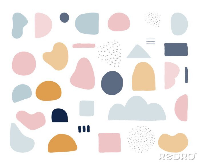 Papier peint à motif  Modern trendy abstract shapes in pastel colors. Scandinavian clean vector design