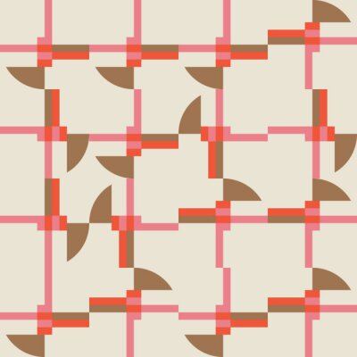 Papier peint à motif  Modern vector abstract seamless geometric pattern with semicircles, rectangles, squares and circles in retro scandinavian style. Pastel colored simple shapes graphic background.