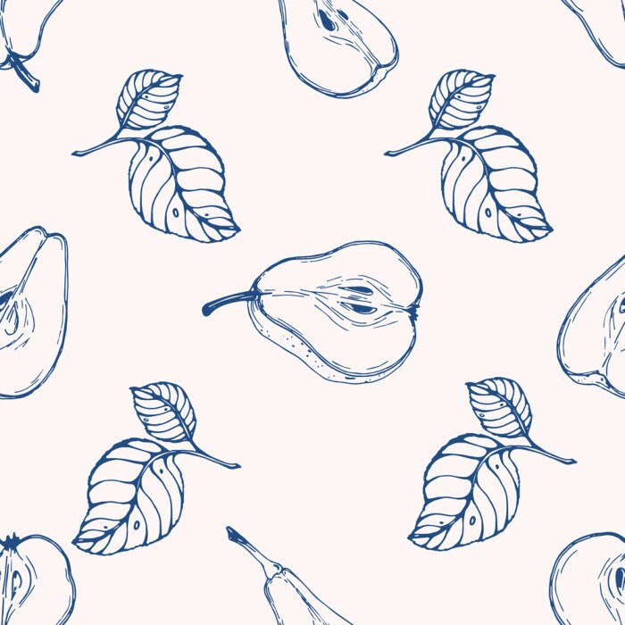 Papier peint à motif  Moitiés de poires