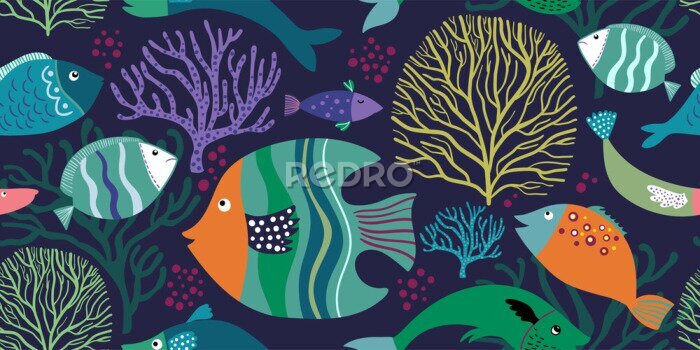 Papier peint à motif  Monde de conte de fées sous-marin