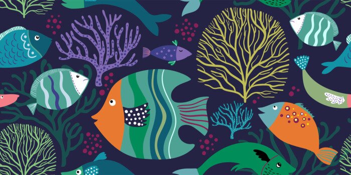 Papier peint à motif  Monde de conte de fées sous-marin