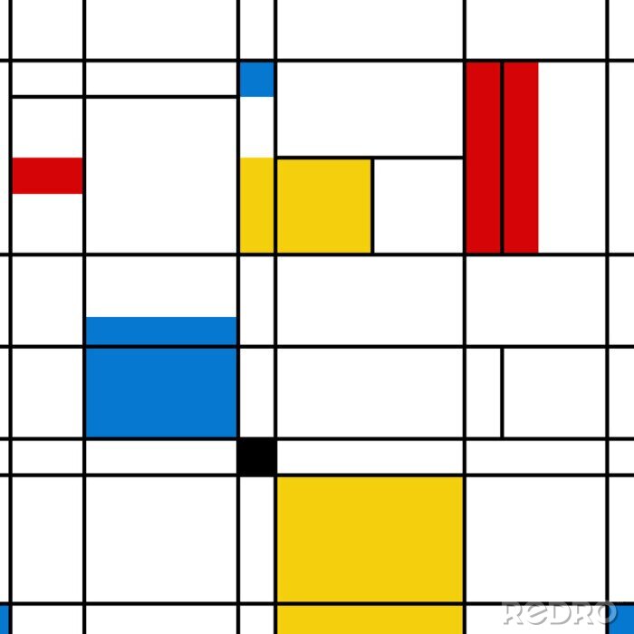 Papier peint à motif  Mondrian seamless pattern. Bauhaus abstract geometric style. Colorful bauhaus vector illustration. Mosaic Piet Mondrian emulation.