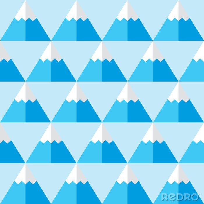 Papier peint à motif  Montagnes d'hiver en bleu