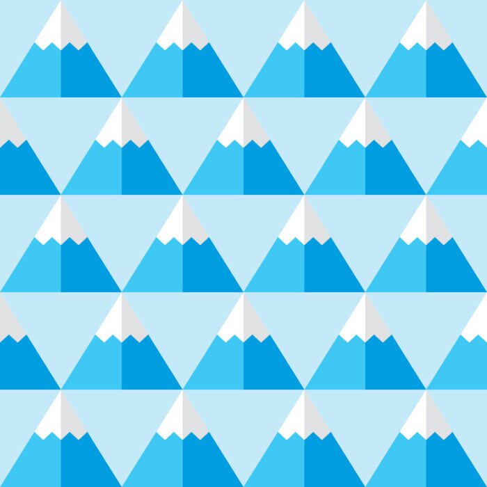 Papier peint à motif  Montagnes d'hiver en bleu