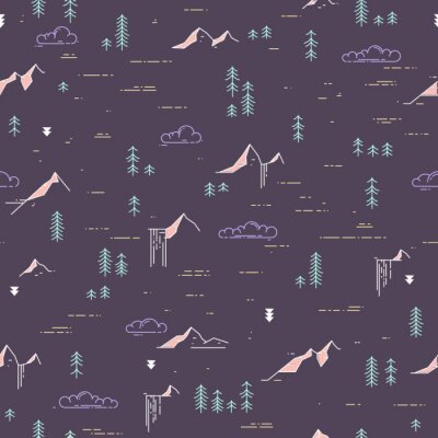 Papier peint à motif  Montagnes dans l'aura nocturne