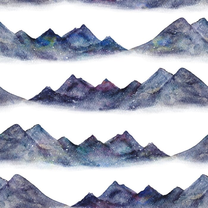 Papier peint à motif  Montagnes dans le brouillard