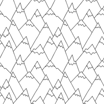 Papier peint à motif  Montagnes en dessin d'hiver