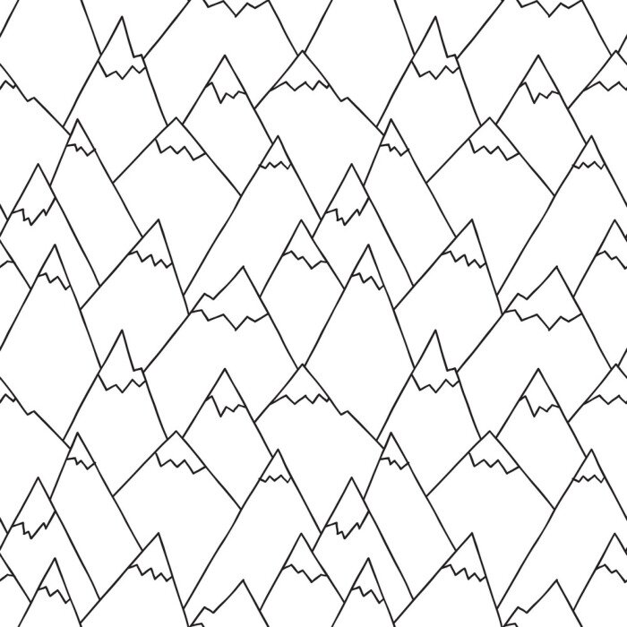 Papier peint à motif  Montagnes en dessin d'hiver