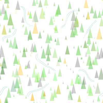 Papier peint à motif  Montagnes et arbres sur une carte de paysage