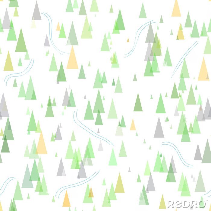 Papier peint à motif  Montagnes et arbres sur une carte de paysage