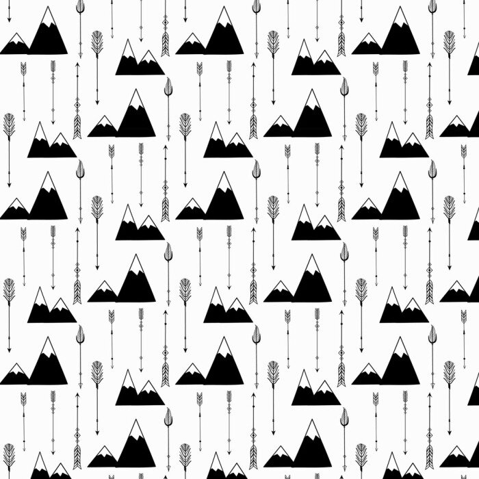 Papier peint à motif  Montagnes et symboles indiens