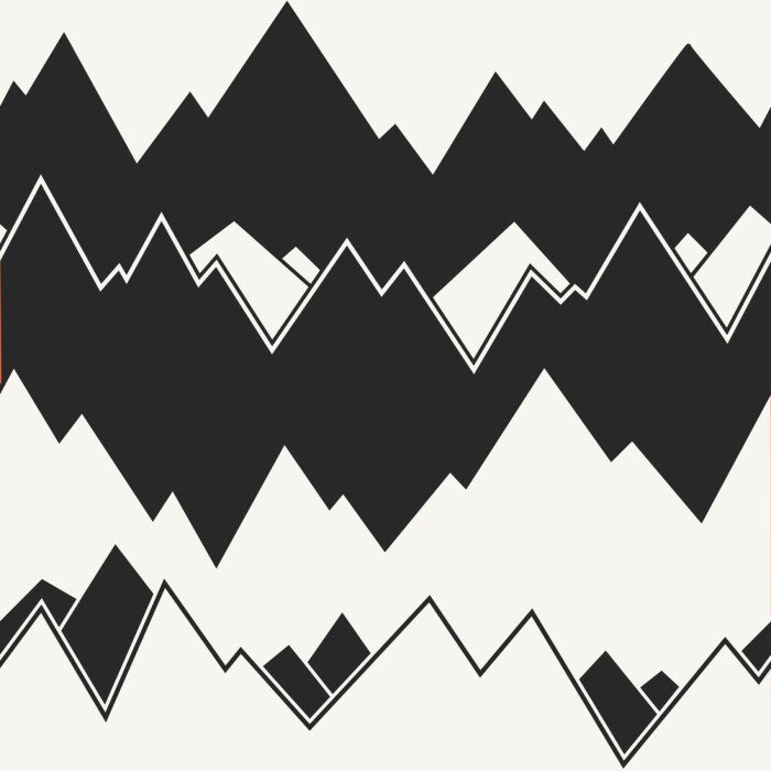 Papier peint à motif  Montagnes graphiques en noir et blanc