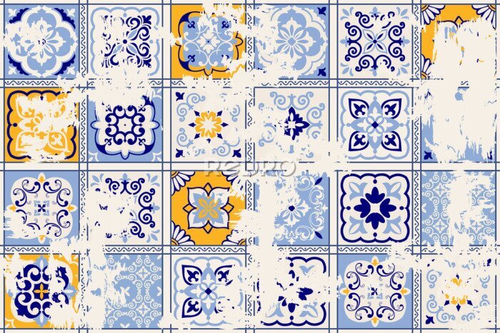 Papier peint à motif  Mosaïque orientale de style vintage