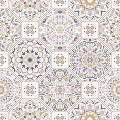 Papier peint à motif  Mosaïques orientales aux couleurs naturelles