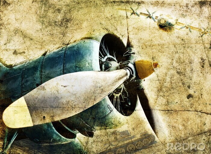 Papier peint à motif  Moteur d'avion de grunge