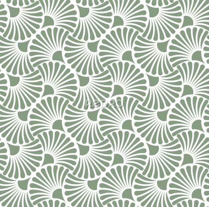 Papier peint à motif  Motif à l'esthétique rétro sur fond vert