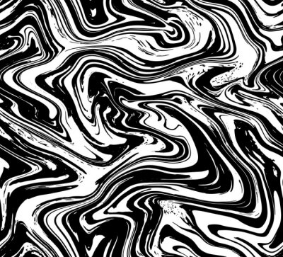 Papier peint à motif  Motif abstrait marbré noir et blanc
