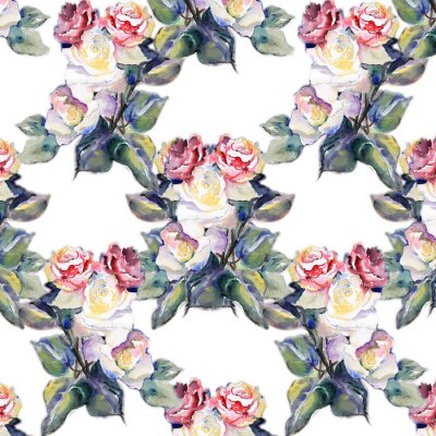 Papier peint à motif  Motif aquarelle avec des roses