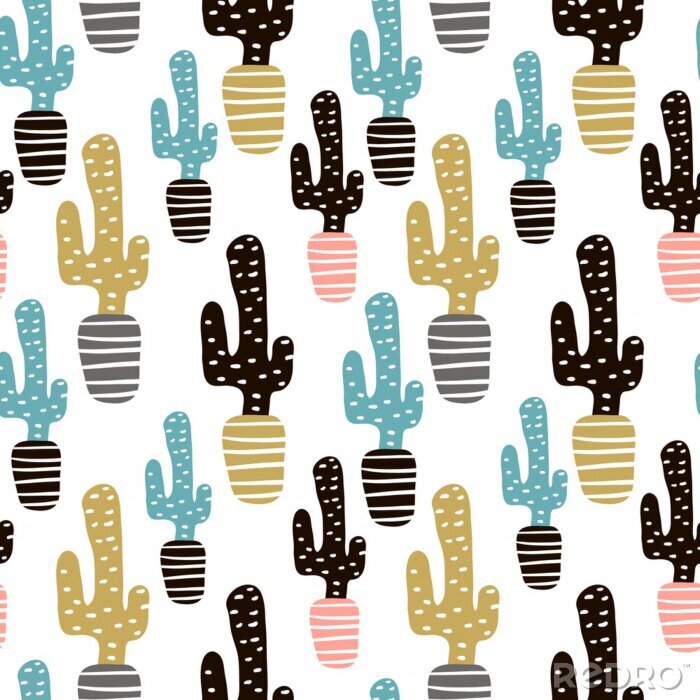 Papier peint à motif  Motif avec cactus