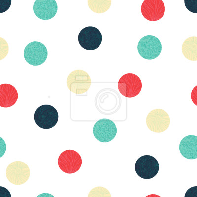 Papier peint à motif  Motif avec de gros points colorés sur fond blanc