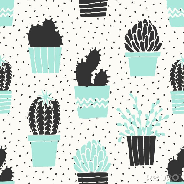 Papier peint à motif  Motif avec des cactus