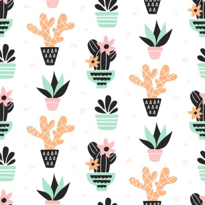 Motif avec des cactus en pots