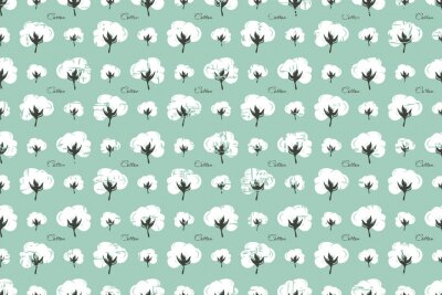 Papier peint à motif  Motif avec des fleurs de coton