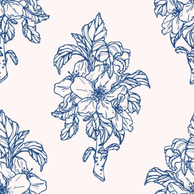 Papier peint à motif  Motif avec des fleurs de pommier