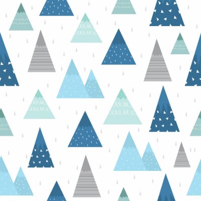 Papier peint à motif  Motif avec des montagnes bleues