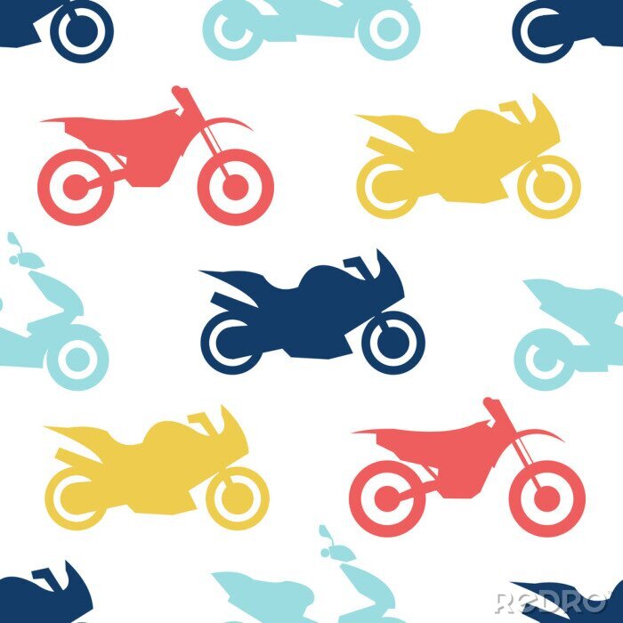 Papier peint à motif  Motif avec des motos colorées
