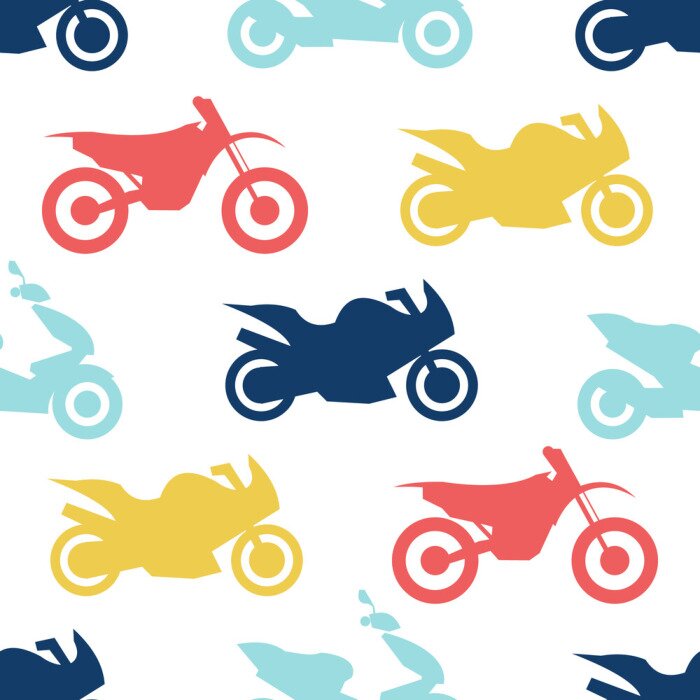 Papier peint à motif  Motif avec des motos colorées