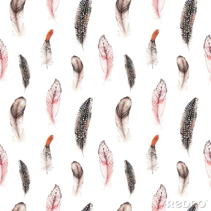 Papier peint à motif  Motif avec des plumes d'oiseaux délicates