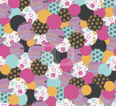 Papier peint à motif  Motif avec des points en forme de cœur et des inscriptions