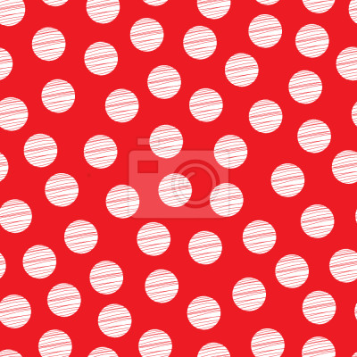 Papier peint à motif  Motif avec des pois sur fond rouge