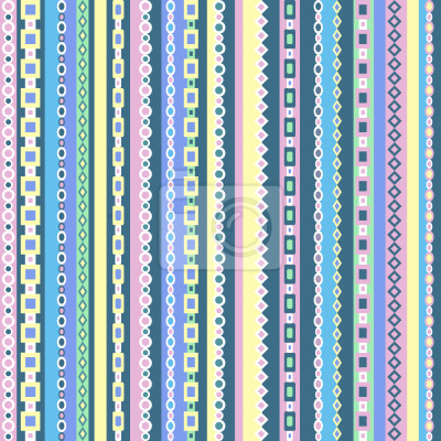 Papier peint à motif  Motif avec des rayures colorées de différentes formes