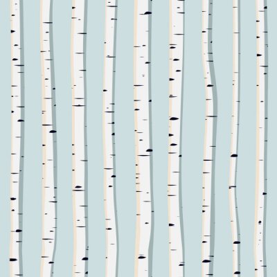 Papier peint à motif  Motif avec des troncs de bouleau