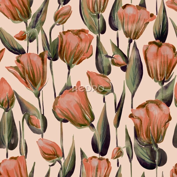 Papier peint à motif  Motif avec des tulipes