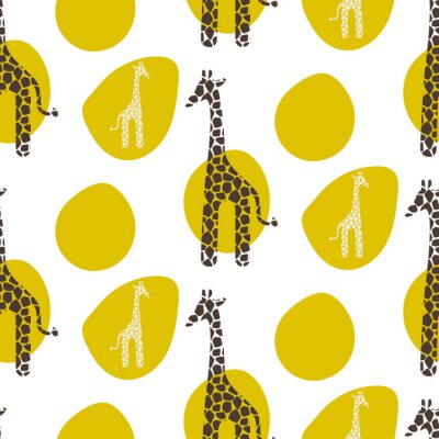 Papier peint à motif  Motif avec une girafe
