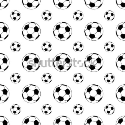 Papier peint à motif  Motif ballons de foot en noir et blanc
