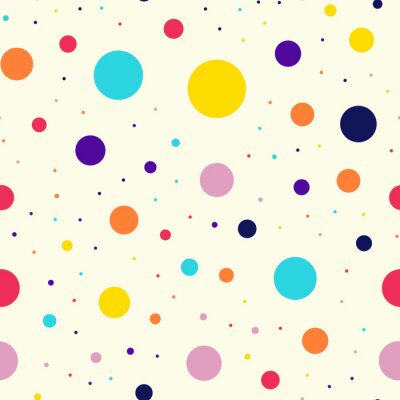 Papier peint à motif  Motif beige à gros et petits points colorés