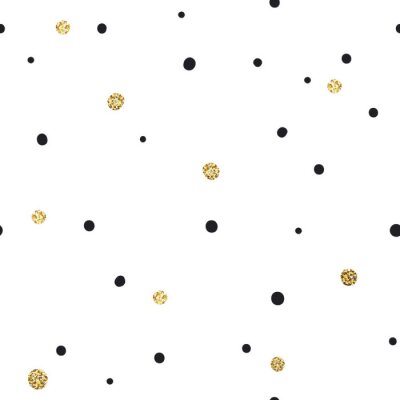 Papier peint à motif  Motif blanc avec des points noirs et jaunes