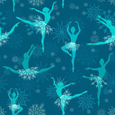 Papier peint à motif  Motif bleu avec des ballerines